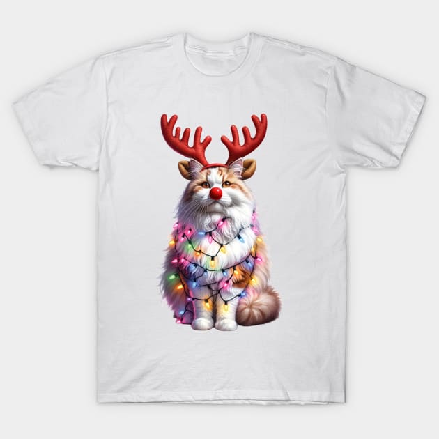 Christmas Red Nose Turkish Van Cat T-Shirt by Chromatic Fusion Studio